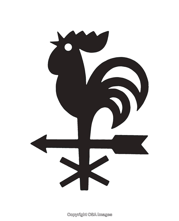 Black and White Silhouette of a Rooster Weathervane Icon