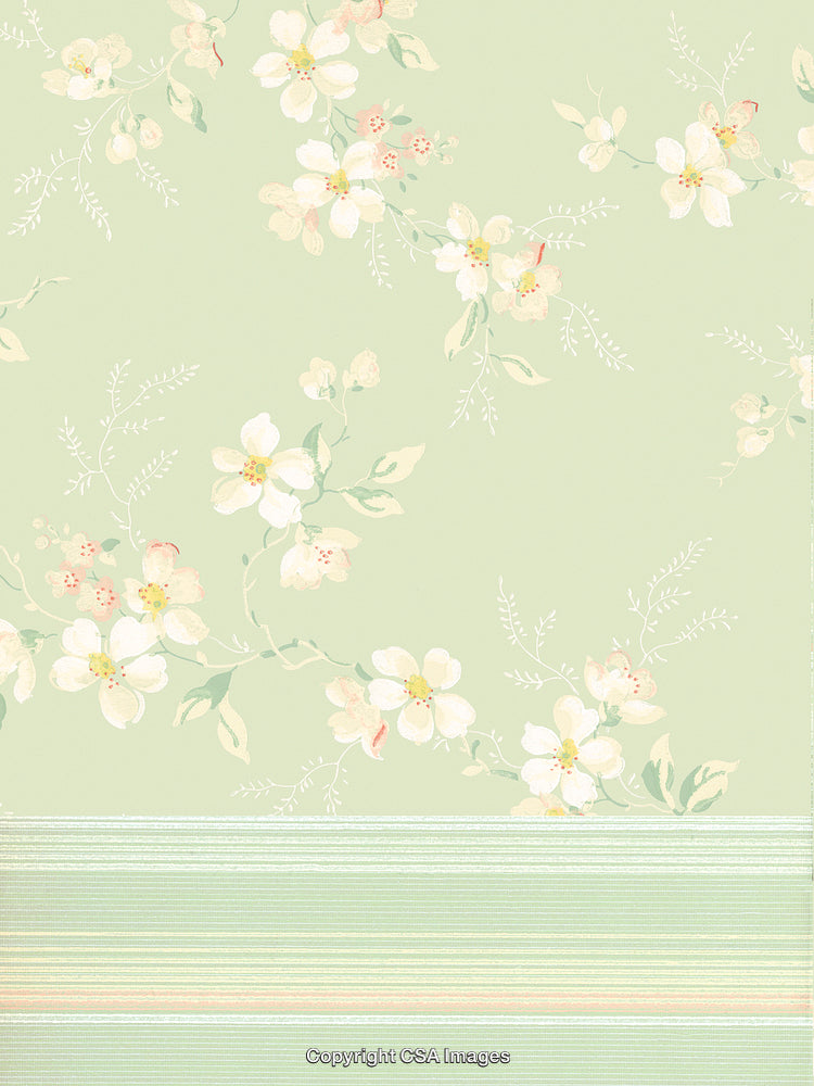 Floral Pattern With Soft Pastel Blossoms on a Subtle Green Background