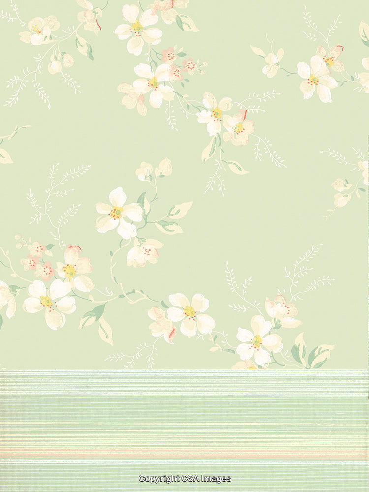 Floral Pattern With Soft Pastel Blossoms on a Subtle Green Background