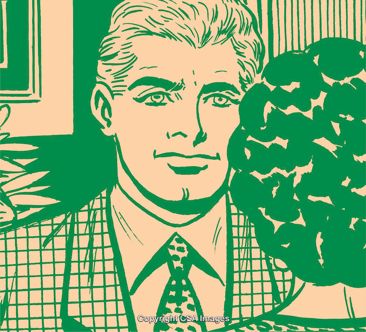 Retro Illustration of a Gentleman in a Checkered Suit and Tie