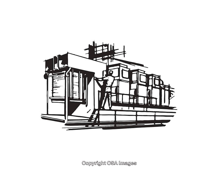 Black and White Line Art of Urban Construction Scene