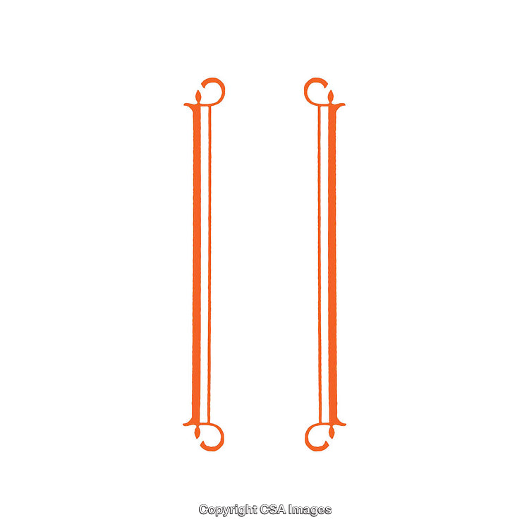 Orange Decorative Vintage Frame Elements Isolated on White Background