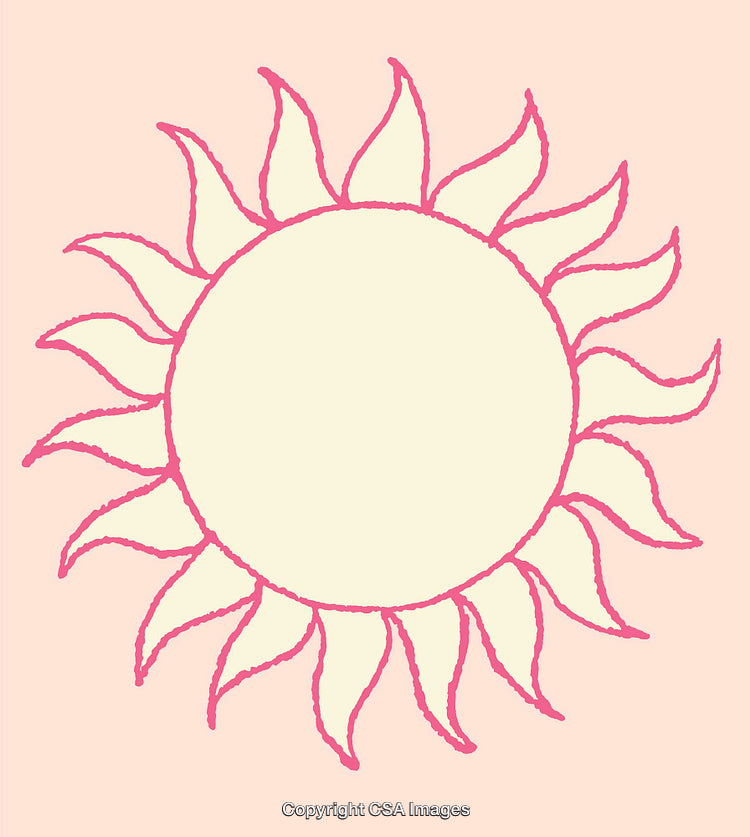 Pink Sun Line Art on a Light Background for Decorative Uses