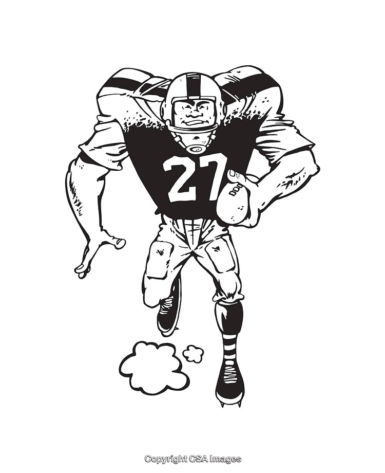 Dynamic Black and White Line Art of a Football Player in Action