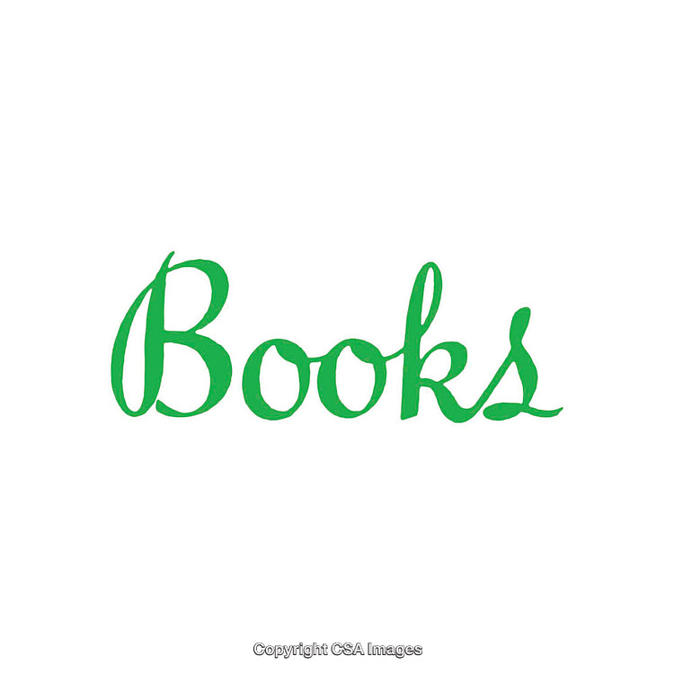 Green Handwritten Word Illustration Depicting the Text 'Books' on White