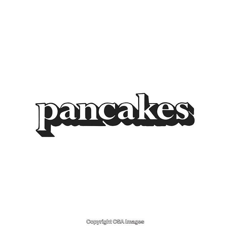 Stylized Black and White Typography Logo Featuring the Word Pancakes