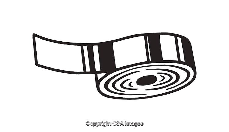 Black and White Line Art Illustration of a Roll of Tape