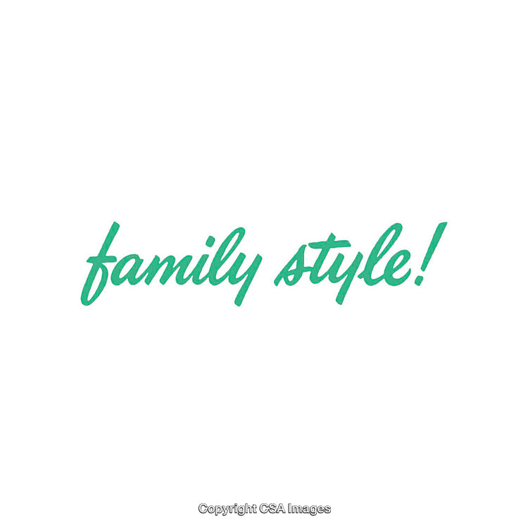 Green Handwritten 'Family Style!' Text on a White Background