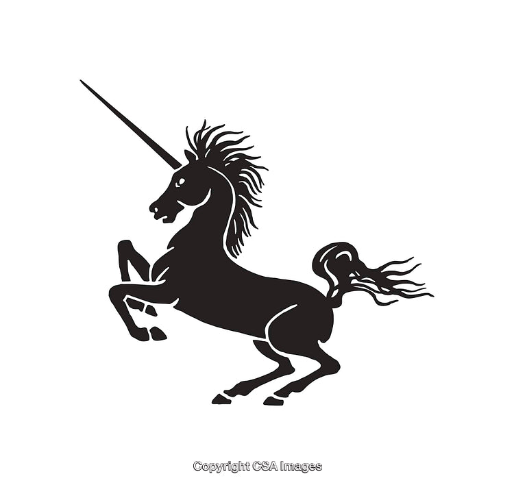 Elegant Black and White Silhouette of a Majestic Unicorn Illustration