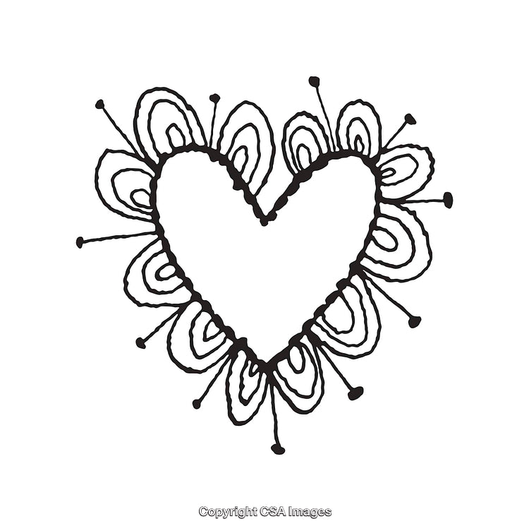 Hand-Drawn Heart Design with Decorative Floral Elements