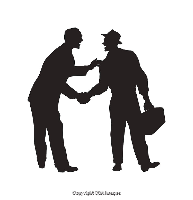 Silhouette of Two Individuals Shaking Hands in Greeting Pose
