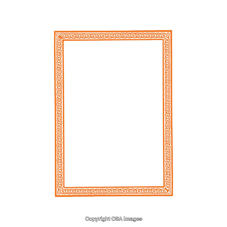 Decorative Orange Rectangular Frame with Intricate Geometric Pattern Design