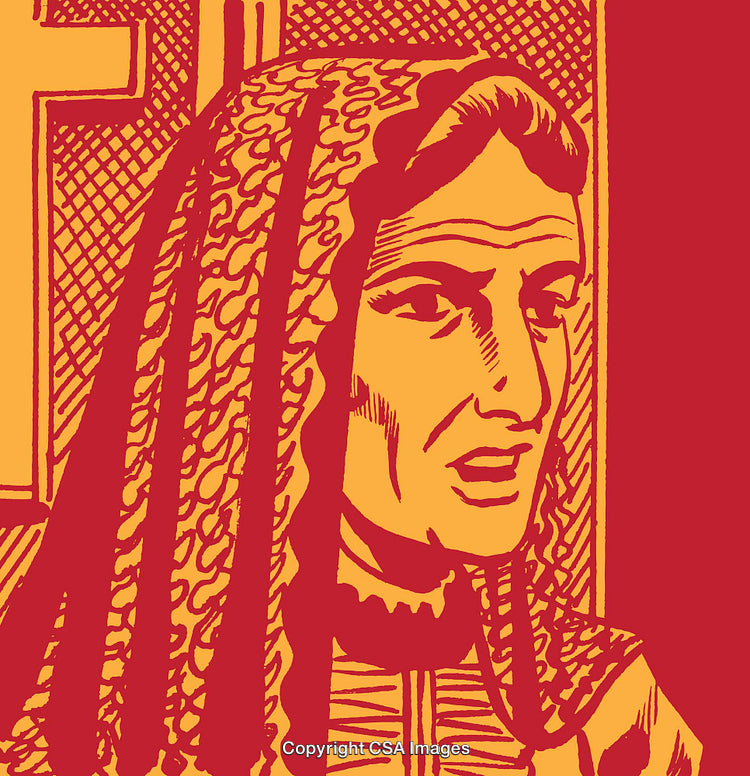 Vintage Portrait of a Woman in Traditional Styling and Decorative Veil