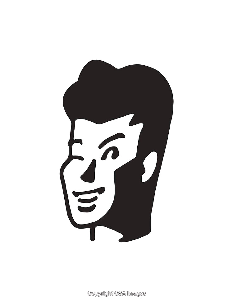Minimalist Black and White Line Art of a Smiling Man