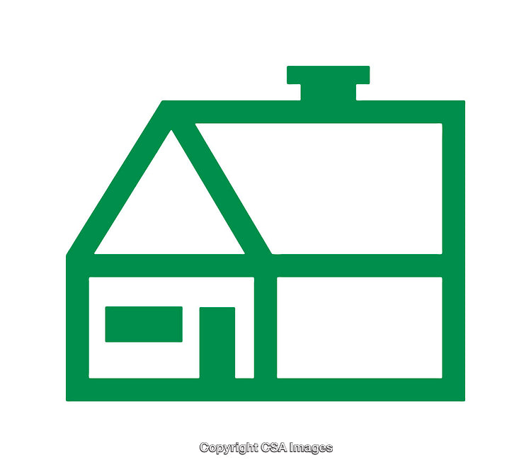 Green Outline House Icon Isolated on a White Background