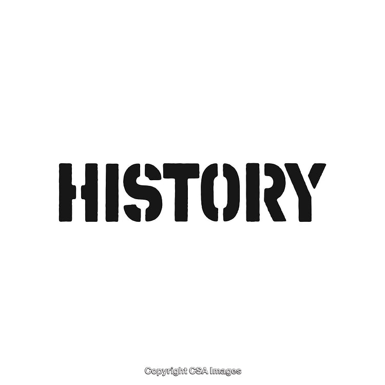 Black Stenciled History Text On White Background With Minimal Style