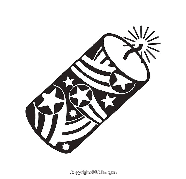 Black and White Line Art of Festive Firework Design