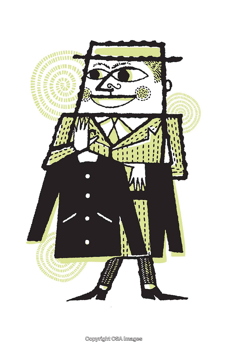 Quirky Cartoon Drawing of a Character Holding a Long Coat