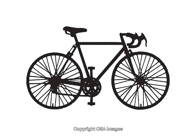 Black and White Line Art Illustration of a Road Bicycle