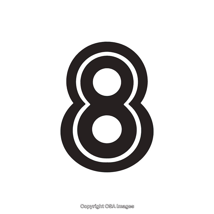 Black Number Eight Symbol on a White Background for Graphic Projects