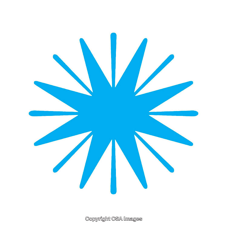 Bright Blue Starburst Shape with Radial Lines on White Background
