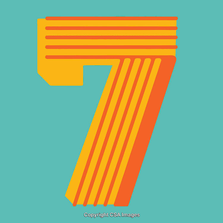 Bright Stylized Number Seven on a Vibrant Background