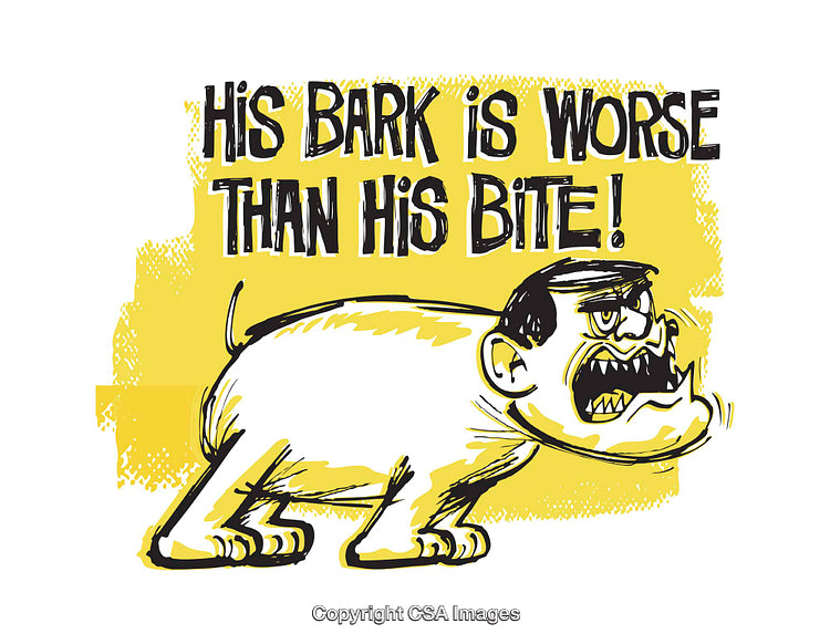 Colorful Illustration of a Dog with the Phrase 'His Bark Is Worse'