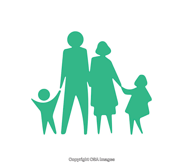 Simple Green Icon Silhouette of a Happy Family Holding Hands