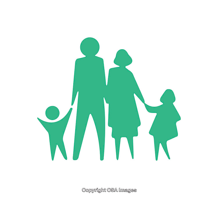 Simple Green Icon Silhouette of a Happy Family Holding Hands