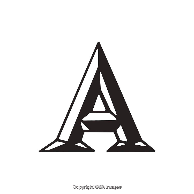 Elegant Monochrome Stylized Letter A Design Illustration