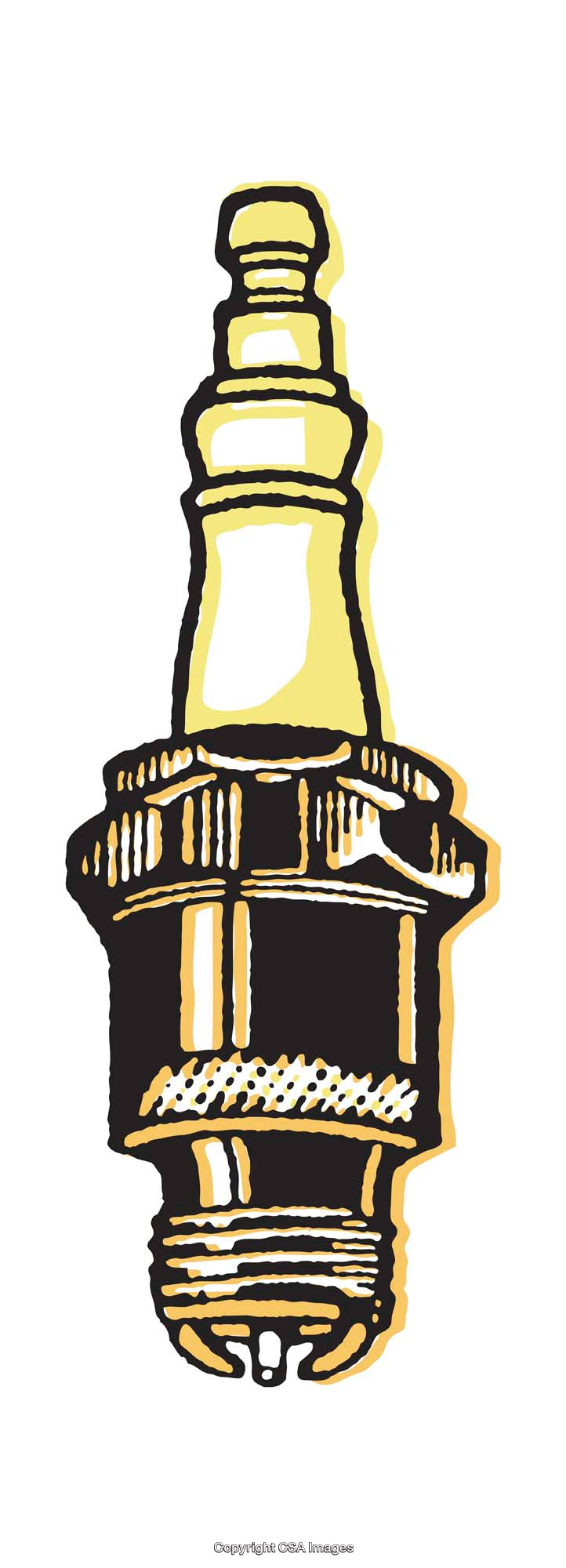 Stylized Illustration of a Vehicle Spark Plug in Bright Color Tones