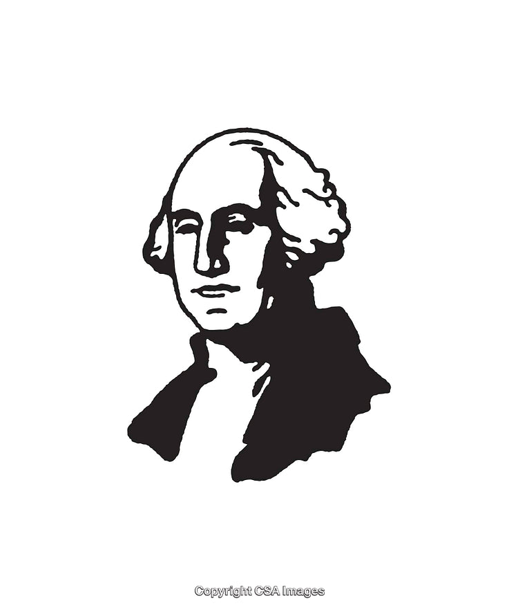 Black and White Line Art Illustration of a Historical Figure Portrait