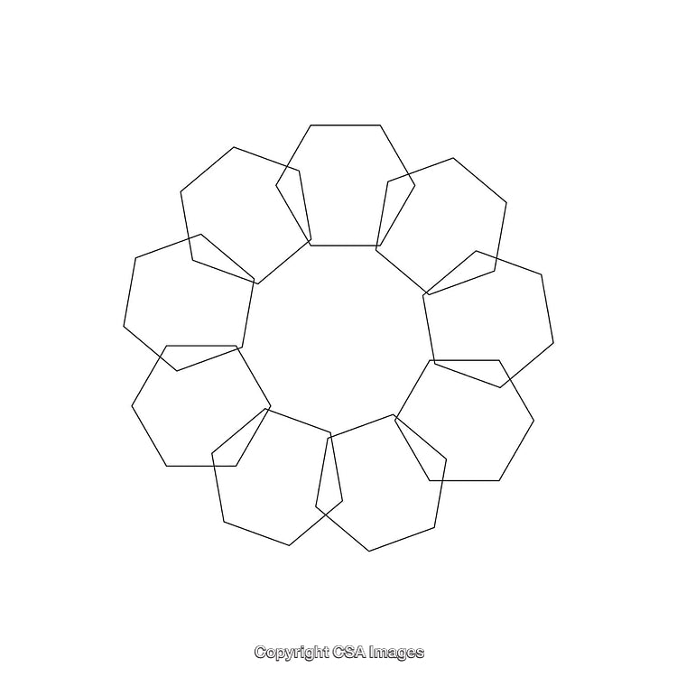 Abstract Black and White Geometric Illustration Featuring Rotated Polygons