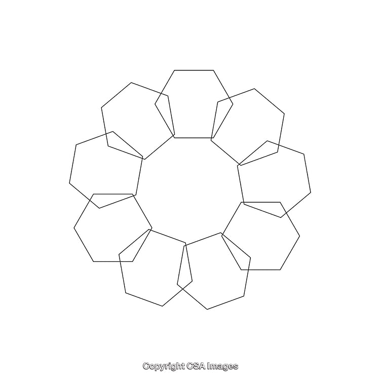Abstract Black and White Geometric Illustration Featuring Rotated Polygons