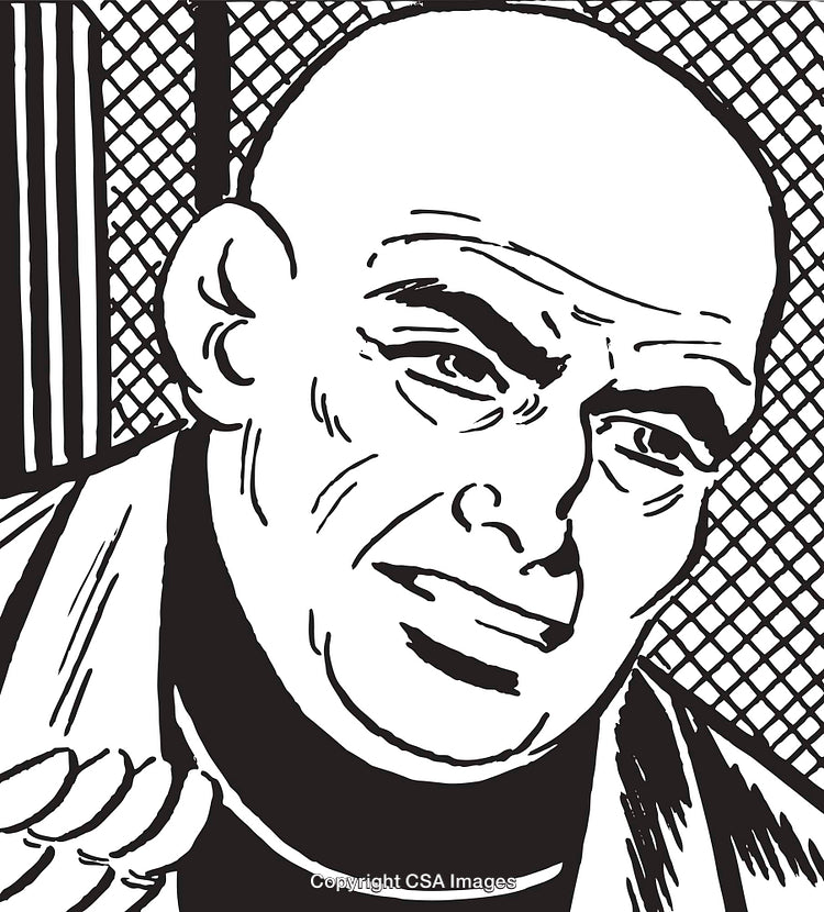 Stylized Black and White Illustration of a Man Expressing Concern