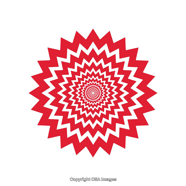 Abstract Red Zigzag Radiating Pattern Design on White Background