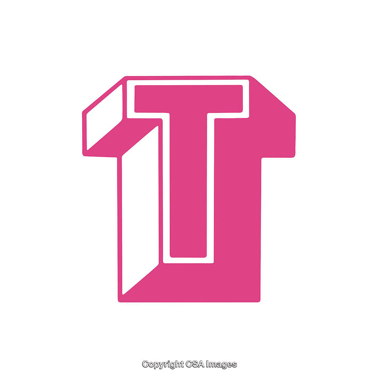 Creative Pink Outline Letter T Design with Bold Geometric Style