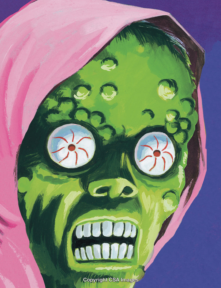 Artistic Depiction of Green Mutant with Intense Expression and Pink Hood