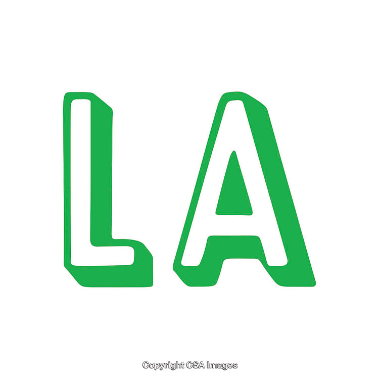 Green Text Design Featuring Bold 'LA' Letters in Modern Font Style