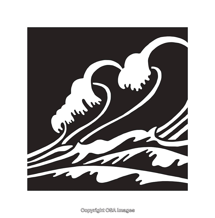 Abstract Black And White Line Art of Ocean Waves in Motion