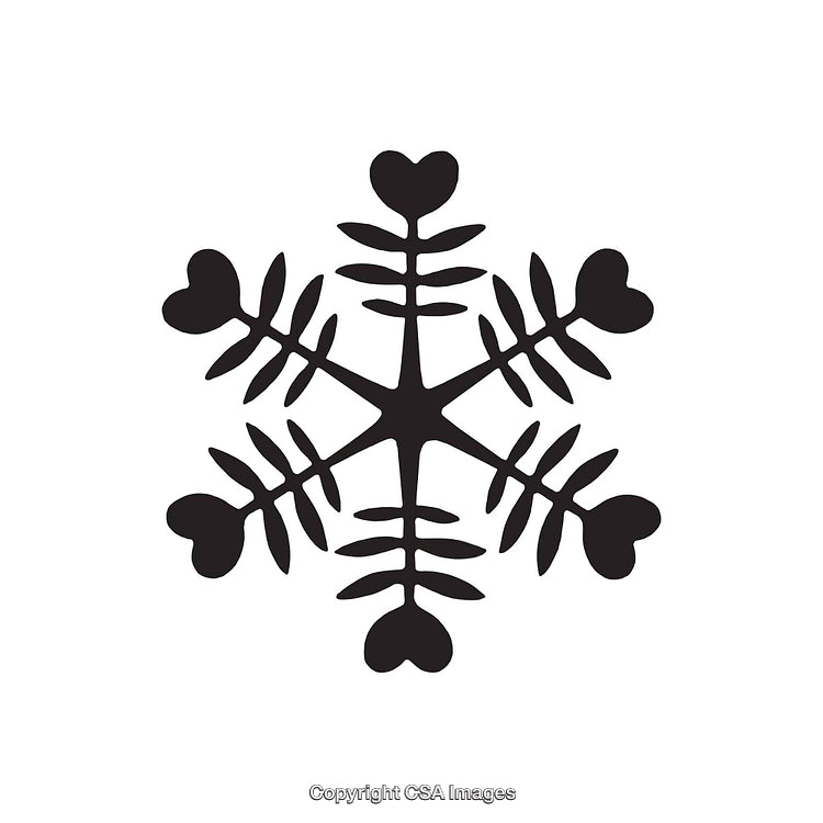 Black and White Heart Snowflake Decorative Dingbat Design