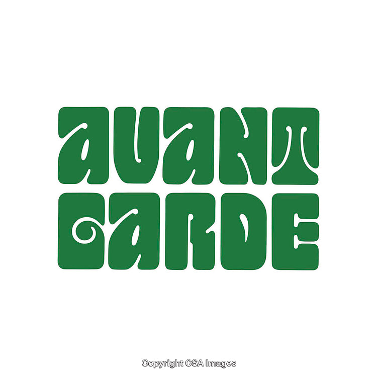 Green Retro Typography Featuring The Phrase Avant Garde In Curved Letters