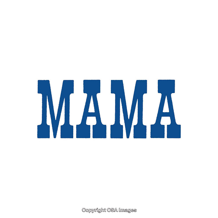 Bold Blue Mama Text Illustration on a White Background