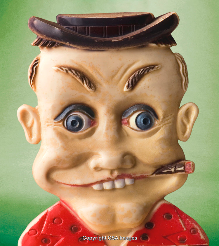 Vintage Caricature Figure Smoking Europe Style