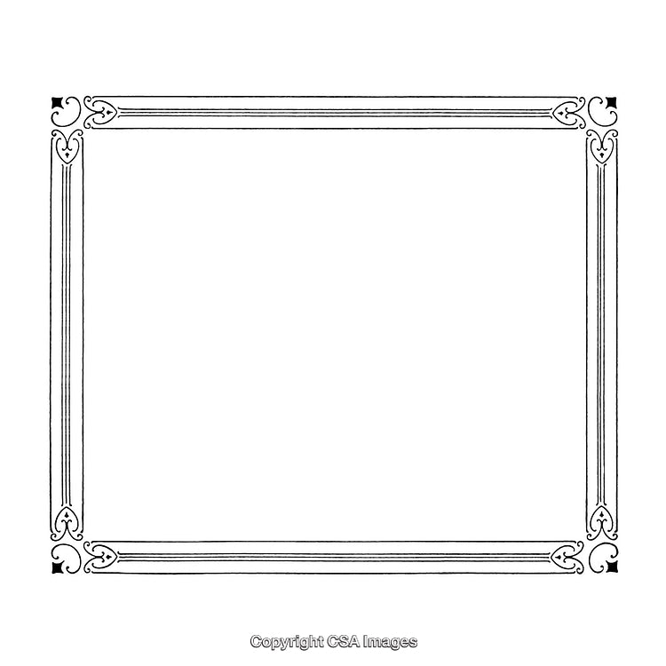 Elegant Vintage Rectangular Ornamental Border Design in Black and White