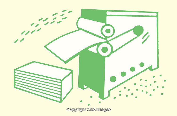 Abstract Line Art Illustration of Printing Process in Green Tones