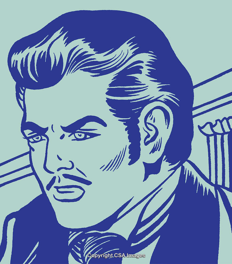 Vintage Style Illustration of a Character with Bold Lines and Retro Colors