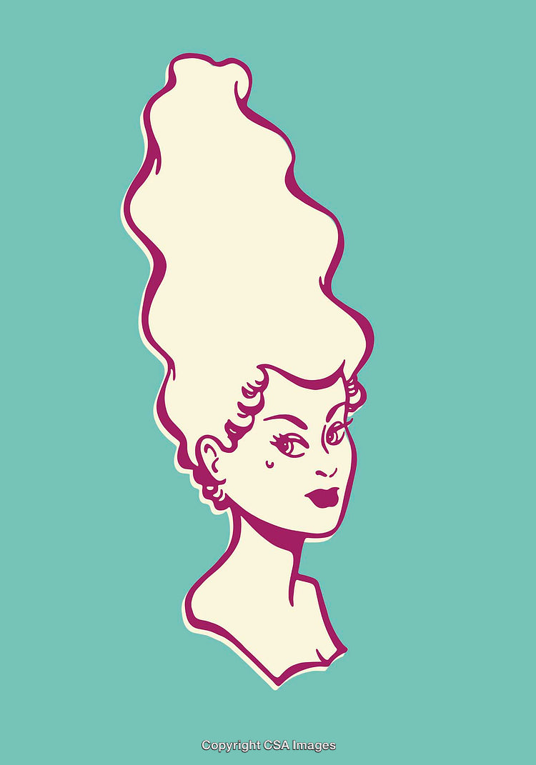 Vintage Style Illustration of Woman's Portrait in Minimalist Line Art