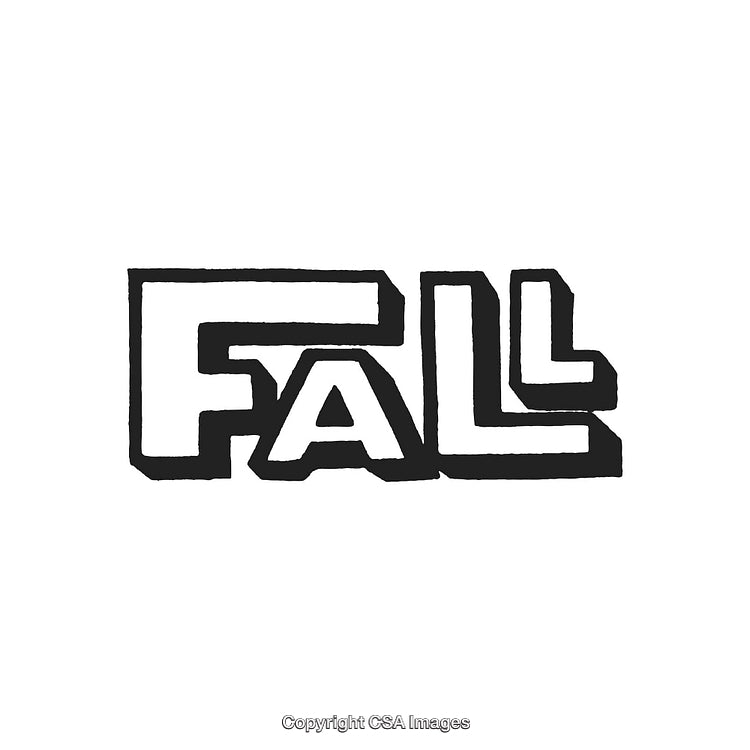 Black and White Graphic Text Depicting The Word "Fall" in Bold Block Lettering