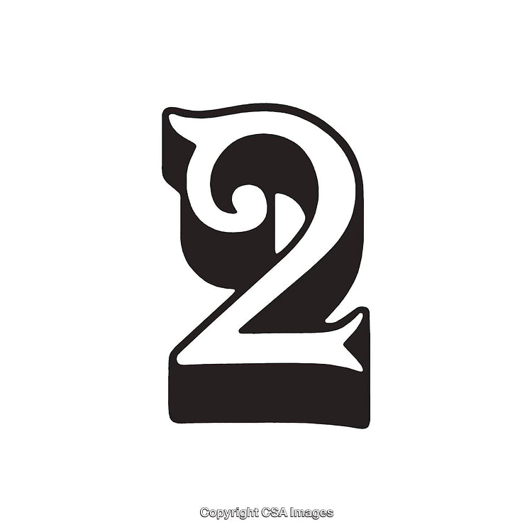Decorative Black and White Stylized Number Two Illustration Design